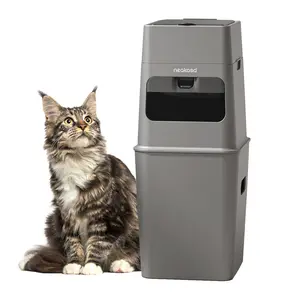 Neakasa PooGuard Waste Disposal Receptacles, 9.2L Trash Can for Cat Litter, Dog Waste & Diapers, with Viewing Window, Wider Opening, and 4-Month Refill (Gray)