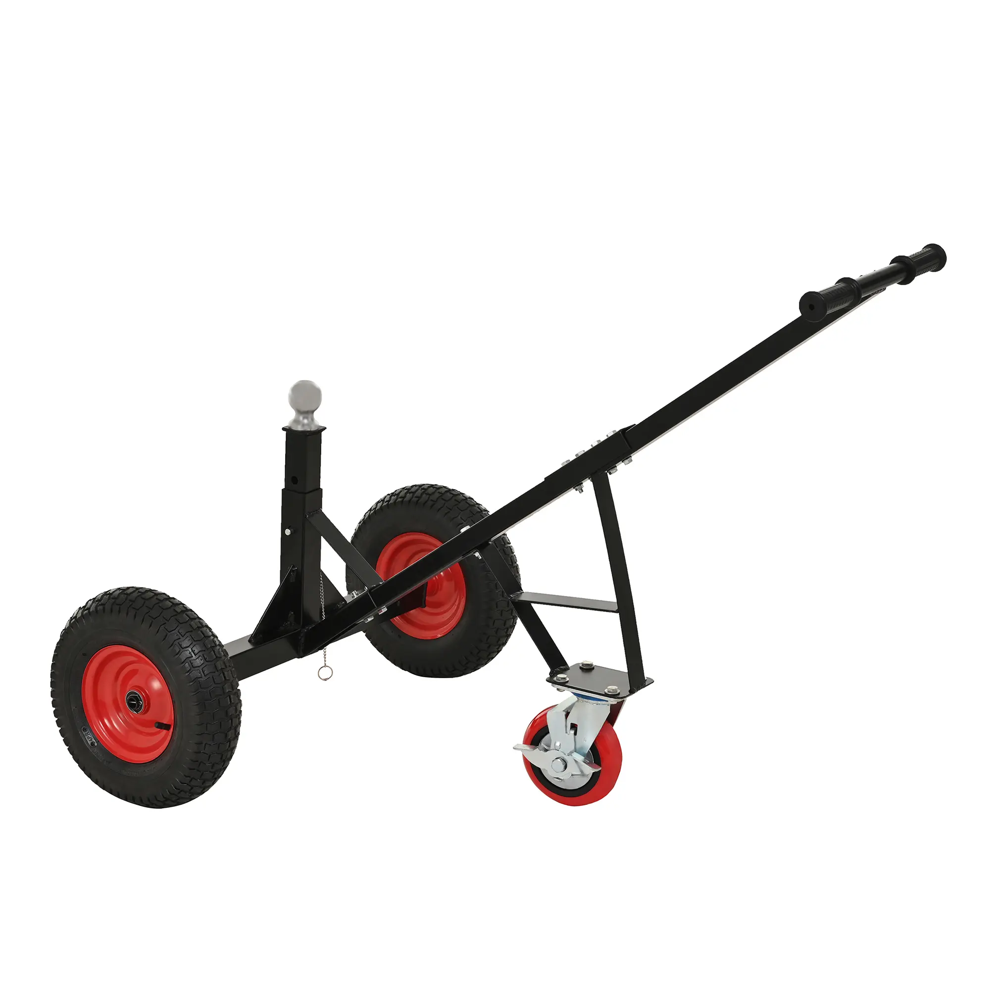 Trailer Dolly with 800 lb Capacity, 2" Hitch Ball, Adjustable Height 18-25 in, Pneumatic Tires, Swivel Caster, Steel Frame, for RV, Boat, Camper, Farming Equipment, Black