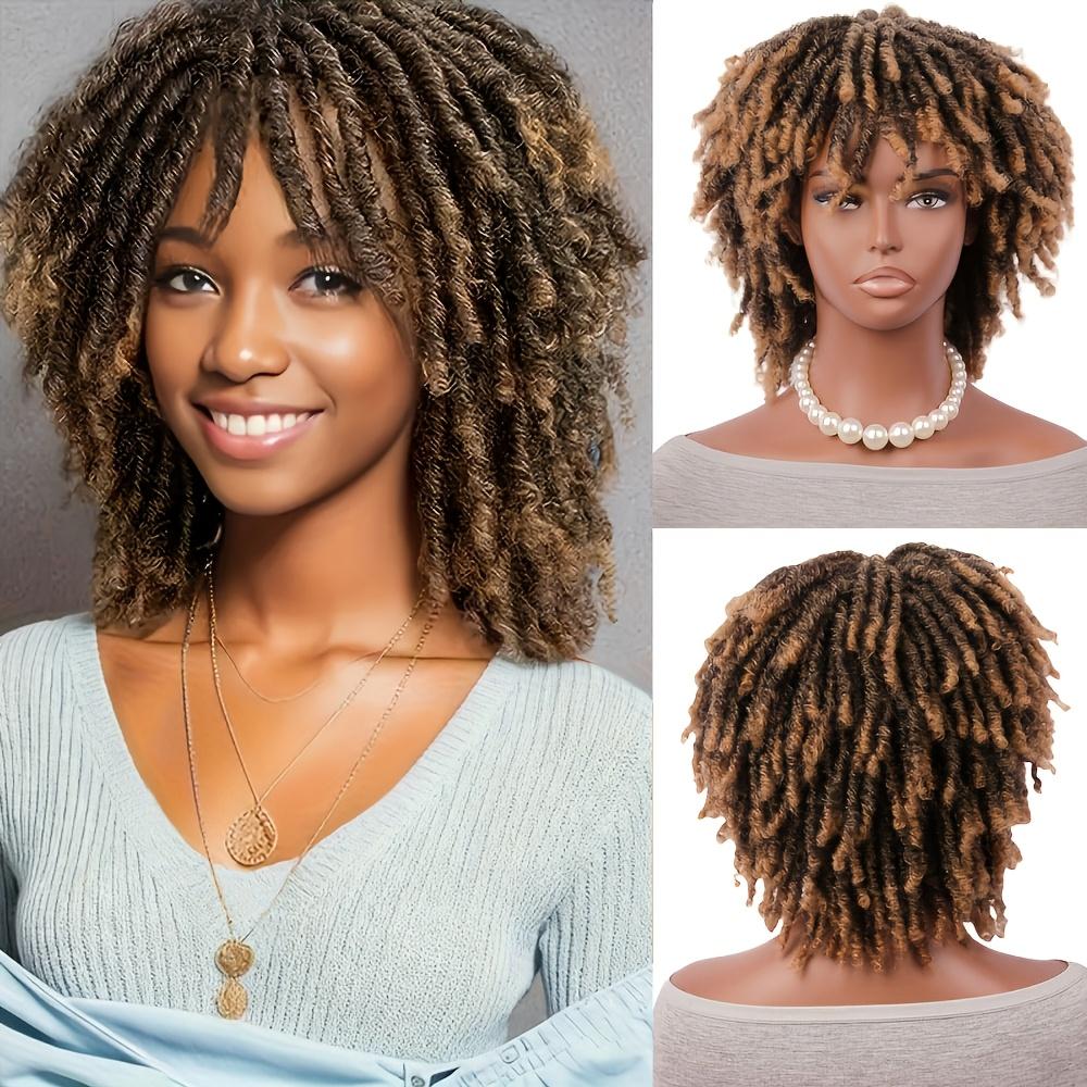 [1pcs Afro Dreadlock Wig] Bellqueen Afro Dreadlock Wig, 100% High Temperature Fiber, Unisex Adult Sports Style, 180% Density Afro Curly Kinky Hair, Rose Net Cap, Synthetic Braids, Breathable Layered Faux Locs
