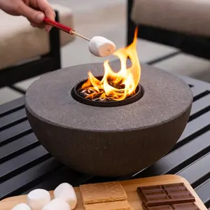City Bonfires Concrete Semi-Round Fire Pit with Traditional Design and Fire Extinguisher Heavy Duty Firepit Wood Burning Firepit Decorative