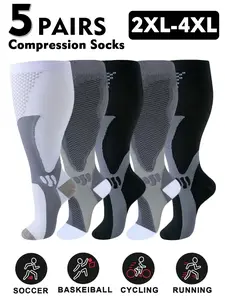 Plus Size Compression Athletic Socks for Men & Women, 20-30mmhg Wide Calf Booster Socks for Circulation, Running, Nurses, Pregnant Women