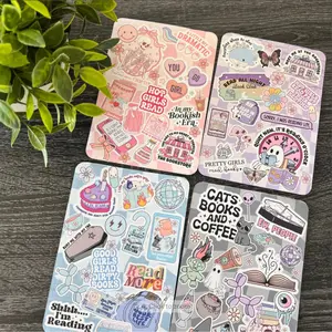 Scrapbook Sticker Kindle Inserts - Cardstock for Clear Case Colorsoft Oasis Covers Paperwhite Skins Decoration Gifts for Readers Basic Reading Accessories 8 Designs to Choose From