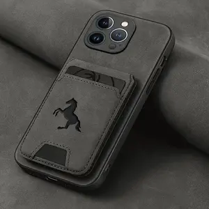 Card Bag Leather Durable Protection Phone Case Casing, Aesthetic Magnetic Closure Phone Protective Cover, Phone Accessories Compatible with iPhone 16 15 14 13 12 11 XS XR