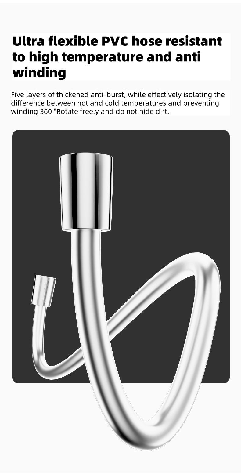 High-Pressure Handheld Shower Head, 6 Spray Mode Patterns, Water-Saving Design, Bathroom Shower Head, Fixed Shower Head, Bathroom Additions, Easy to Install, Durable, Silvery,Black Shower Head for Shower Use Solely For shower use solely