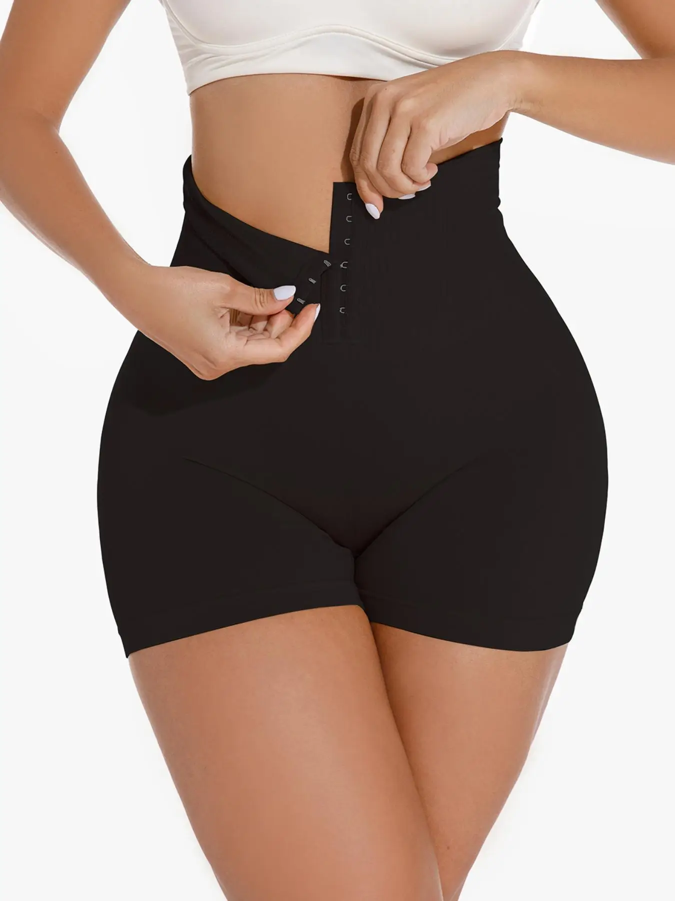 Women's Hook & Eye Compression Shapewear Shorts, Basic High Waist Tummy Control Shapewear Bottom, Body Shapewear, Summer Wear, Fall Clothes, Lady Shap