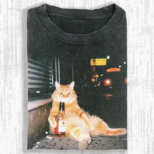 EMO Cat3 Printed Design Unisex Crew neck T-Shirt ,High-Quality Print,Casual Comfort Breathable Short Sleeve for Streetwear Fashion Men and Women's Top Daily Wear