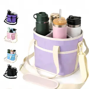 Family Size 4 Compartment Insulated Drink Bag, Sturdy Tumbler Carrier Caddy with Adjustable Strap for Beach, Camping & Sports outdoorfun