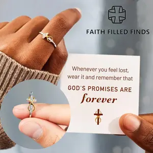 FaithFilledFinds Mothers Day Gift Adjustable Cross Infinity Ring for Women, Engraved Faith Hope Love Ring, Christian Inspirational Jewelry for Daily Wear, Church Wear, Christian Religious Ring for Birthday Gift, Thanksgiving, Christmas, Special Occasions