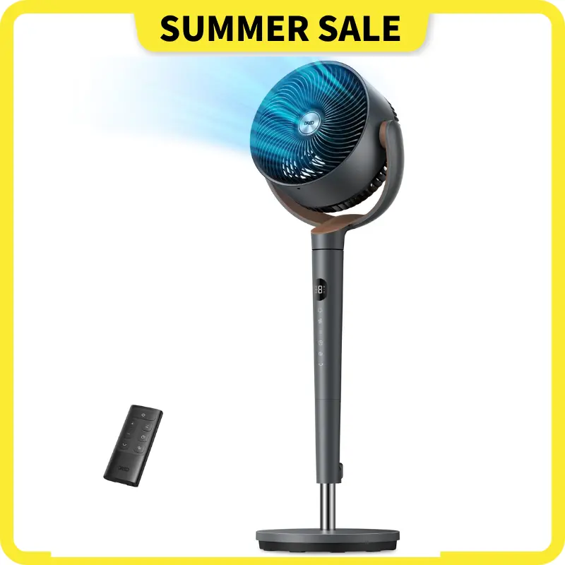 DREO Bedroom Standing Fan, 120° Oscillating Floor Fan with Quiet DC Motor, 100ft Air Coverage, 9 Speeds & 4 Modes, 20dB Ultra Quiet, 120° Manual Vertical Adjustment, 37-42" Adjustable Height, 9H Timer
