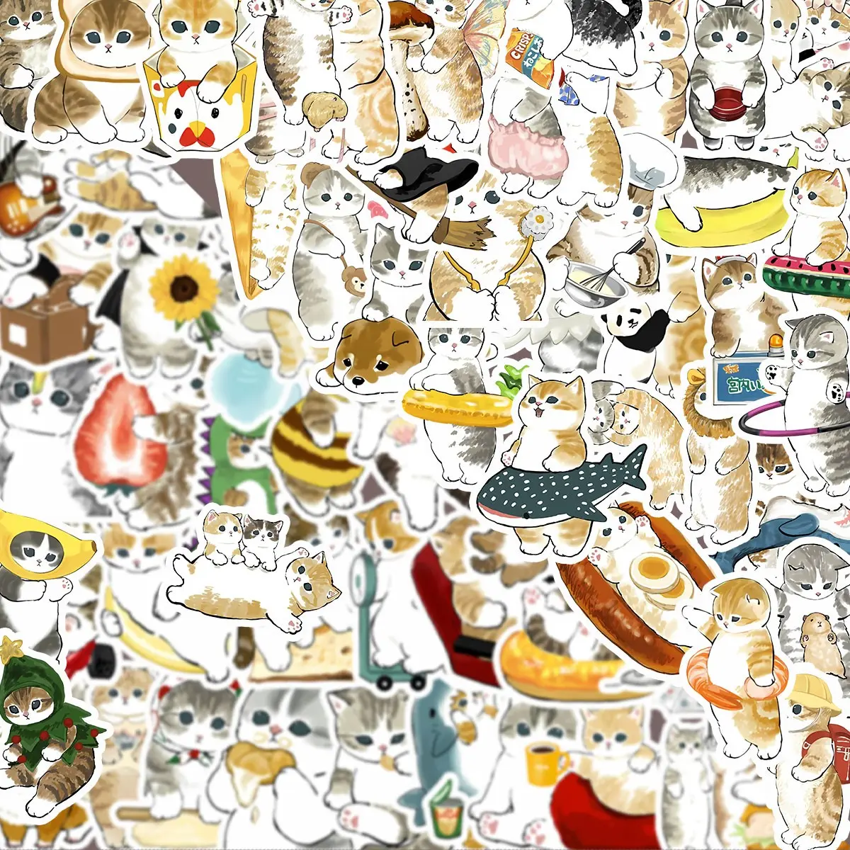 100Pcs Cute Cat Stickers Pack, Waterproof Diy Sticker Kawaii Cartoon Cat & Funny Cat Life Vinyl Decals for Laptop, Water Bottle, Journal & Scrapbook, Diy Decorative Stickers, Cat Lover Gift, Aesthetic Stickers, Scrapbook Accessory