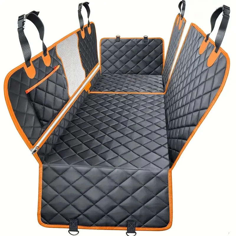 Dog Car Seat Cover 3-In-1 Set, Rear Seat Dog Bed with Mesh Window, Non-Slip Pet Protection, Fits Cars Trucks and Suvs, Nonslip Backseat Protector, Seat Protector Mat