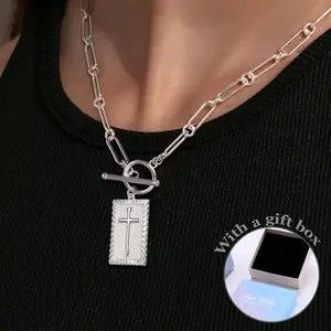 My Little Cross Choker Pendant Necklace,Charm Outdoorfun Cross Choker Necklace for Women,Hip Hop Fashion Jewelry,Thick Chunky Paperclip Chain,Cuban Link Chain,precious present jewels,Pendant style