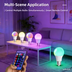 Seven-Color RGB LED Light Bulb, Remote Control A60 Colorful Ball Lamp, Adjustable Atmosphere Lighting for Photography & Decoration