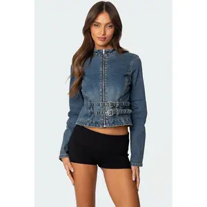 Double Buckle Denim Jacket