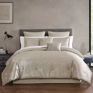 Hallmart Collectibles 12pc Queen Harlan Bedding Set Gold Hallmart Collectibles 12pc Queen Harlan Bedding Set Gold