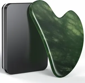 Gua Sha Facial Tools, Natural Jade Stone Guasha Tool for Face Acupuncture Therapy Trigger Point Treatment, Gua Sha Scraping Massage Tool (Green)