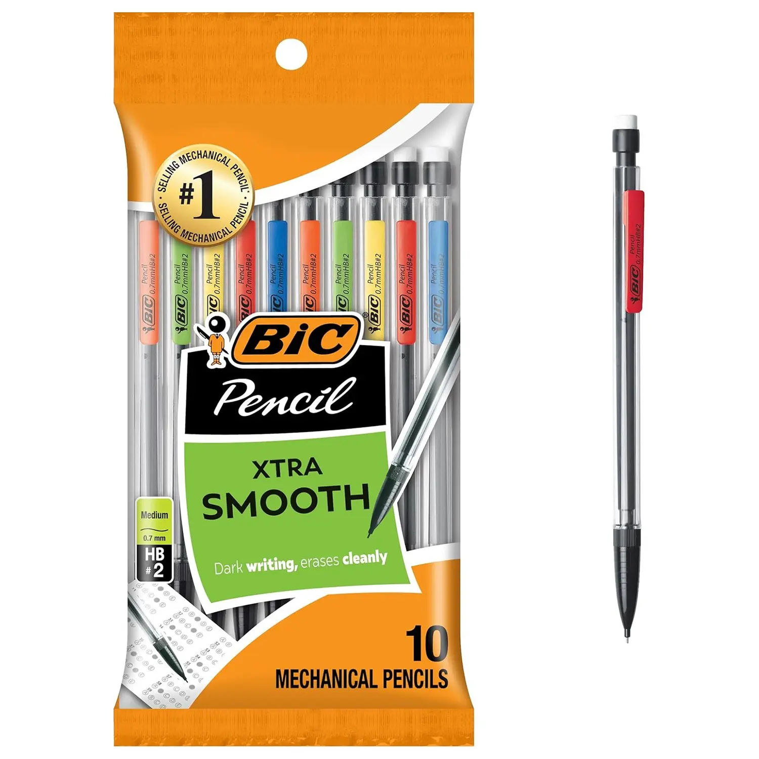 10PCS Mechanical Pencils with Erasers - 0.7mm HB #2 Medium Point, Smooth Writing Pencil Set for School, Office, Classroom Supplies