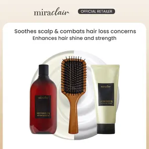 miraclair Monheur Anti-Hair Loss Shampoo, Scalp Scaling Hair Pack & Wooden Scalp Brush | Sulfate & Paraben Free | Strengthening Hair Care Trio for Hair Loss, Shine & Scalp Health