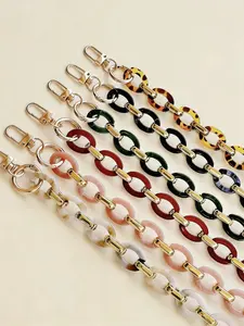 Colorful Acrylic Resin Bag Chain, Vintage Fashion Phone Strap, Luxury Colorblock Metal Splicing, High-End Bag DIY Accessories, Versatile Use