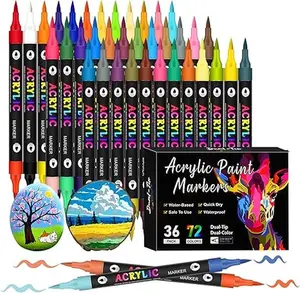 Acrylic Paint Markers Set (24/72/96 ) – Dual Tip (Fine & Brush) for All Ages! Perfect for Coloring Books, Notes, Card Making, Stone Graffiti, DIY Crafts & Art Projects | Must-Have Art & School Supplies