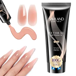 SAVILAND Nude Poly Nail Gel 100g Nail Art Supplies Nail Extension Poly Hard Gels Natural Nail Builder Enhancement for Beginner Starter DIY at Home