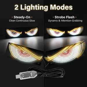 LED Devil's Eye Car Glow - Cars Accessories & Car Essentials - Midnight Drive Aesthetic 3-Mode USB Sign - Cool Car Decor for Windshield, Car Meets & Pickups Vehicle Truck