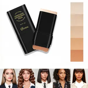 Foundation Concealer Stick, Dual-Ended with Built-in Brush, Moisturizing & Lightweight.Easily blendable for a smooth, natural look, perfect for daily use or quick touch-ups. Longwear Instant Retouch Concealer Double-Ended Foundation Brush