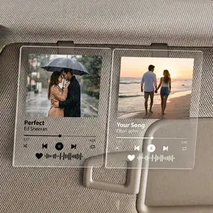 Custom Song Car Visor Clip, Personalized Music Player Photo Frame, Aesthetic Clear Acrylic Car Accessory, Scannable Music Code Keepsake, Anniversary Gift for Him