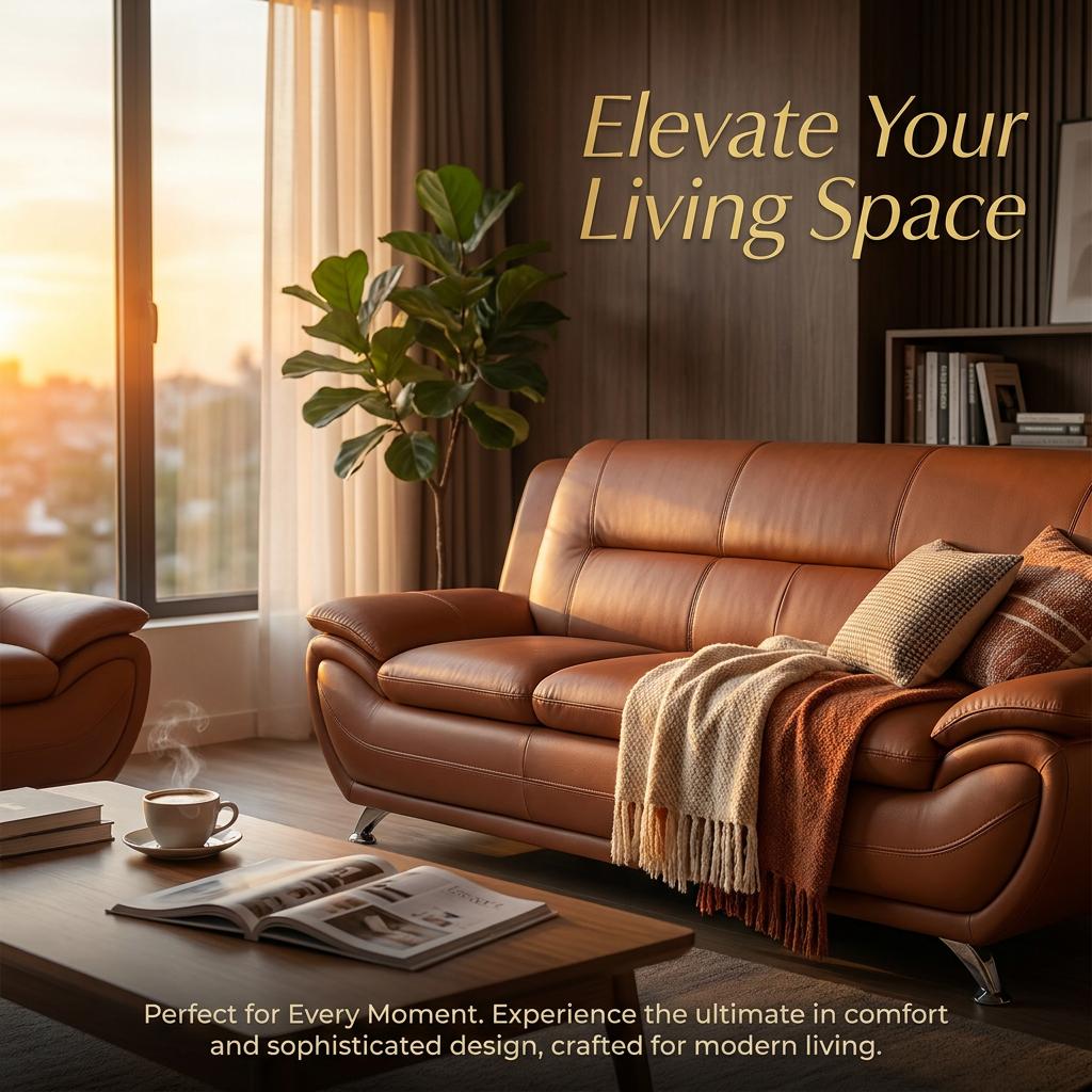 3-Piece Bright Bronze PU Leather Sofa Set, Indoor Living Room Furniture Couch