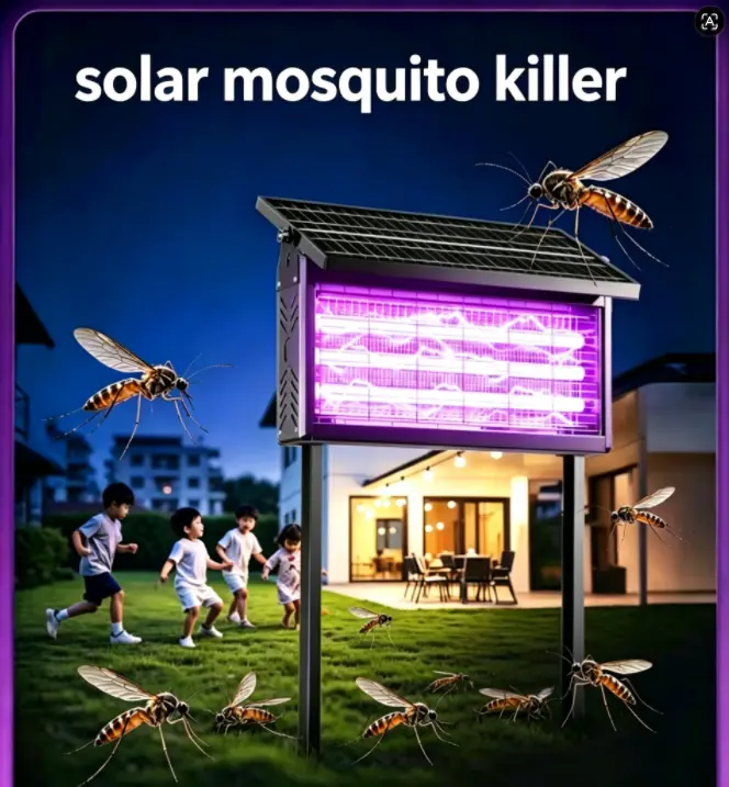 Solar Rechargeable Mosquito Repellent Lamp - Efficient Pest Control for Home, Outdoor Household & Commercial Appliance Use Mosquitokiller
