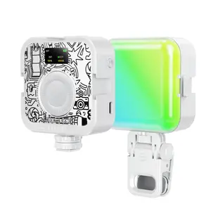 【DealsForYouDays】LEEKAI P6 RGB Video Light, Portable Photography Lighting with Clip for Phone/Laptop, Cold Shoe Light, CRI95+, 2500K-9000K, 22 Lighting Effects, Fill Light Accessories for Photography, Content Creator, Streaming
