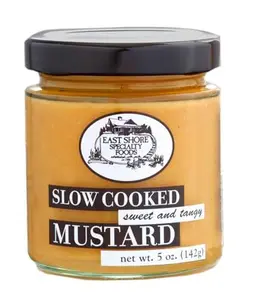 East Shore Sweet & Tangy Mustard – 5 oz Jar | No Salt Added Gourmet Dipping Mustard for Pretzels, Sandwiches, Marinades & Glazes – Slow-Cooked American Condiment
