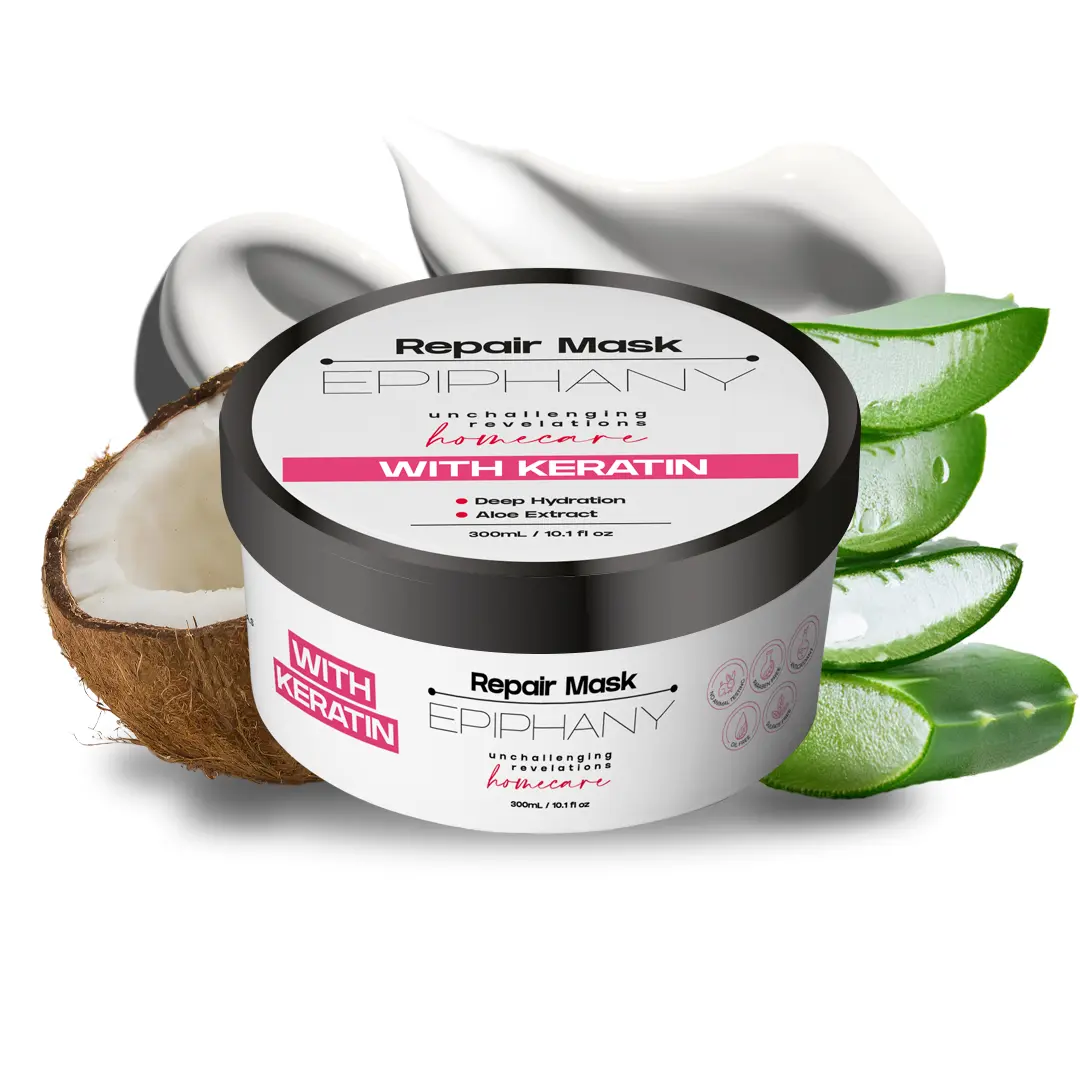 Epiphany Keratin Repair Hair Mask with Aloe – Deep Conditioning for Dry, Damaged & Color-Treated Hair, 10.1 oz