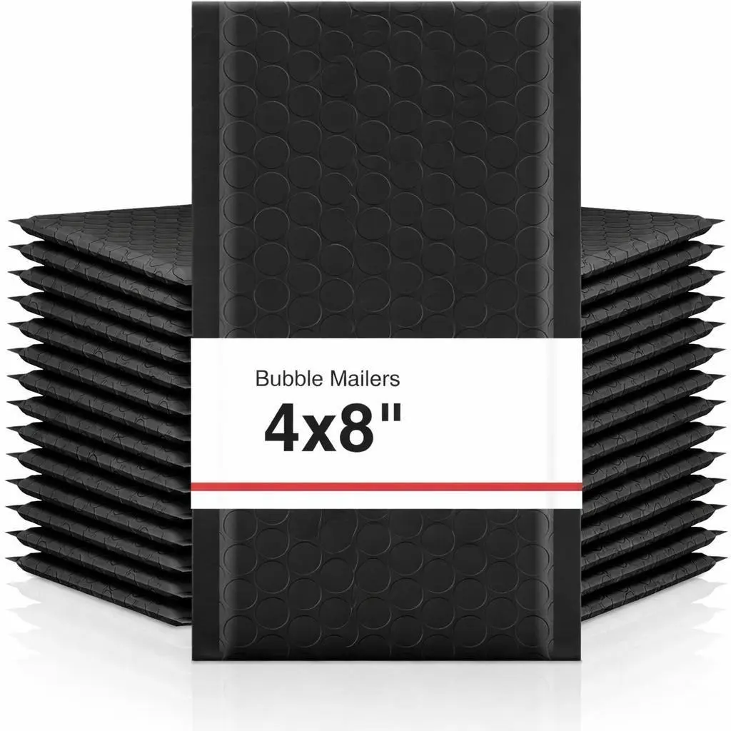 Puncture Resistant Thick Film Bubble Mailers, 4x8 Inch Pack (4x7 Inch Usable Size) - Opaque Padded Envelopes with Cushioning, Privacy Protection for Mailing Makeup, Lipsticks, Cards, Small Business Shipping Supplies
