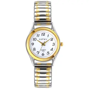 OIDEA Simple Alloy Stretch Band Wristwatch for Men and Women, Luminous Easy-Read Dial with Large Arabic Numerals, Water Resistant