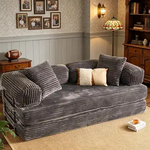 81" Boneless Couch with Fixed-Shape Frame, Folding Convertible Sofa Bed, Sectional Sofa Set, Loveseat Sleeper with Pull Out Bed, Lazy Sofa Modular Futon Couch for Living Room Bedroom Lounge Studio Space Saving Seeper