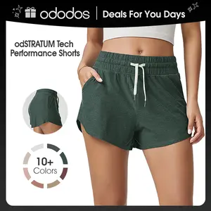 ODODOS Women's Performance Shorts Ultra Soft odSTRATUM Tech Mid Rise Relaxed Shorts with Pocket 3" Inseam Moisture Wicking summerwins