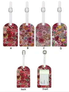 Heart Flower Pattern Leather Luggage Tag, Waterproof Design, Travel Accessories for Suitcases and Cruises, Name ID Card Holder