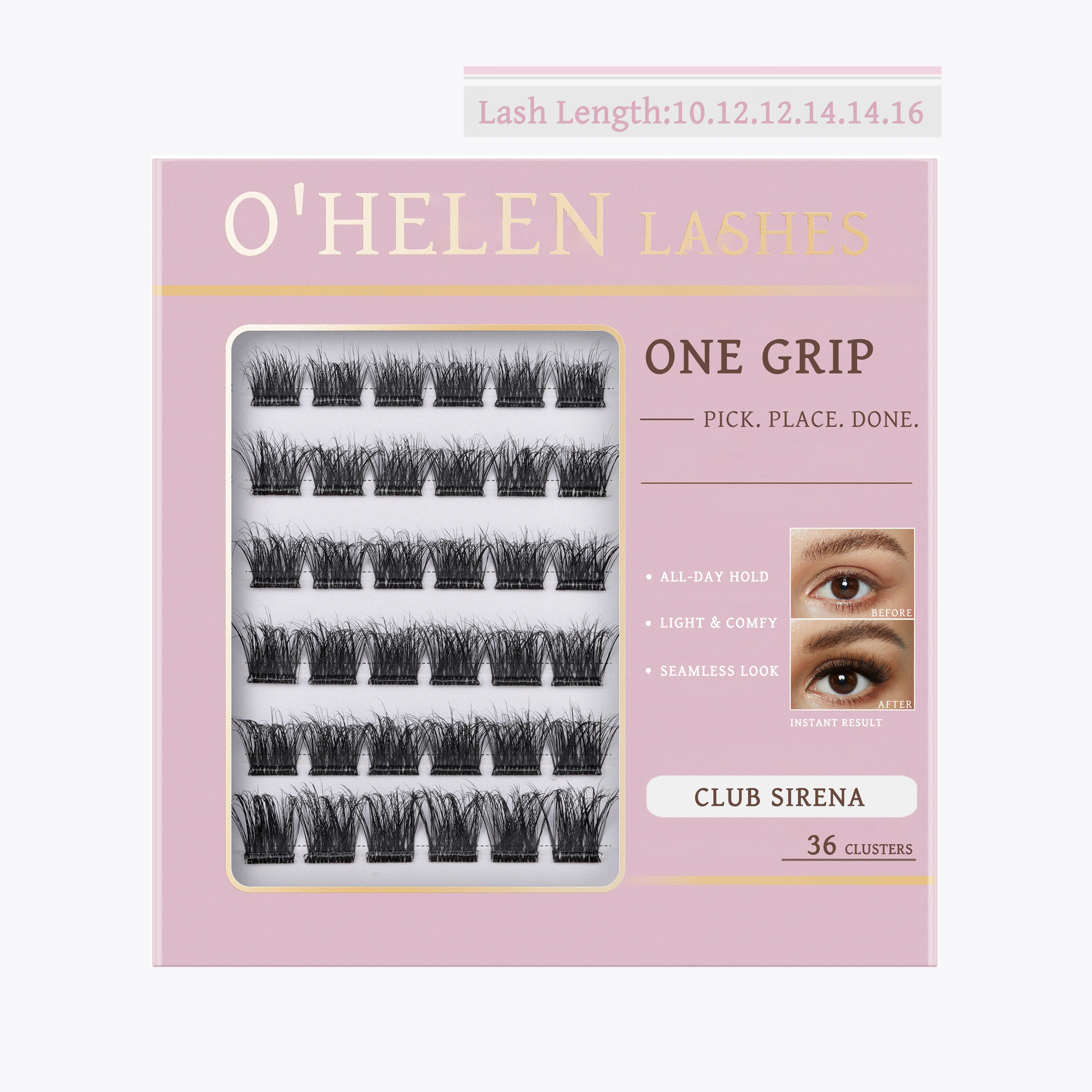 O'HELEN Club Sirena One-Grip Pre-Glued Cluster Lashes, Dense Fluffy 3D Volume Lashes