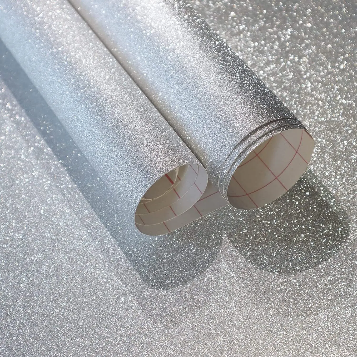 1 Roll of Silver-Flashing Self-Adhesive Decorative Wallpaper in Luxury Sparkle Style Comes with adhesive backing, Waterproof Durable, Easy Cut, Ideal for Furniture Renovation, Wardrobe Refresh, Desktop Decor, Party Setup,background wall decoration