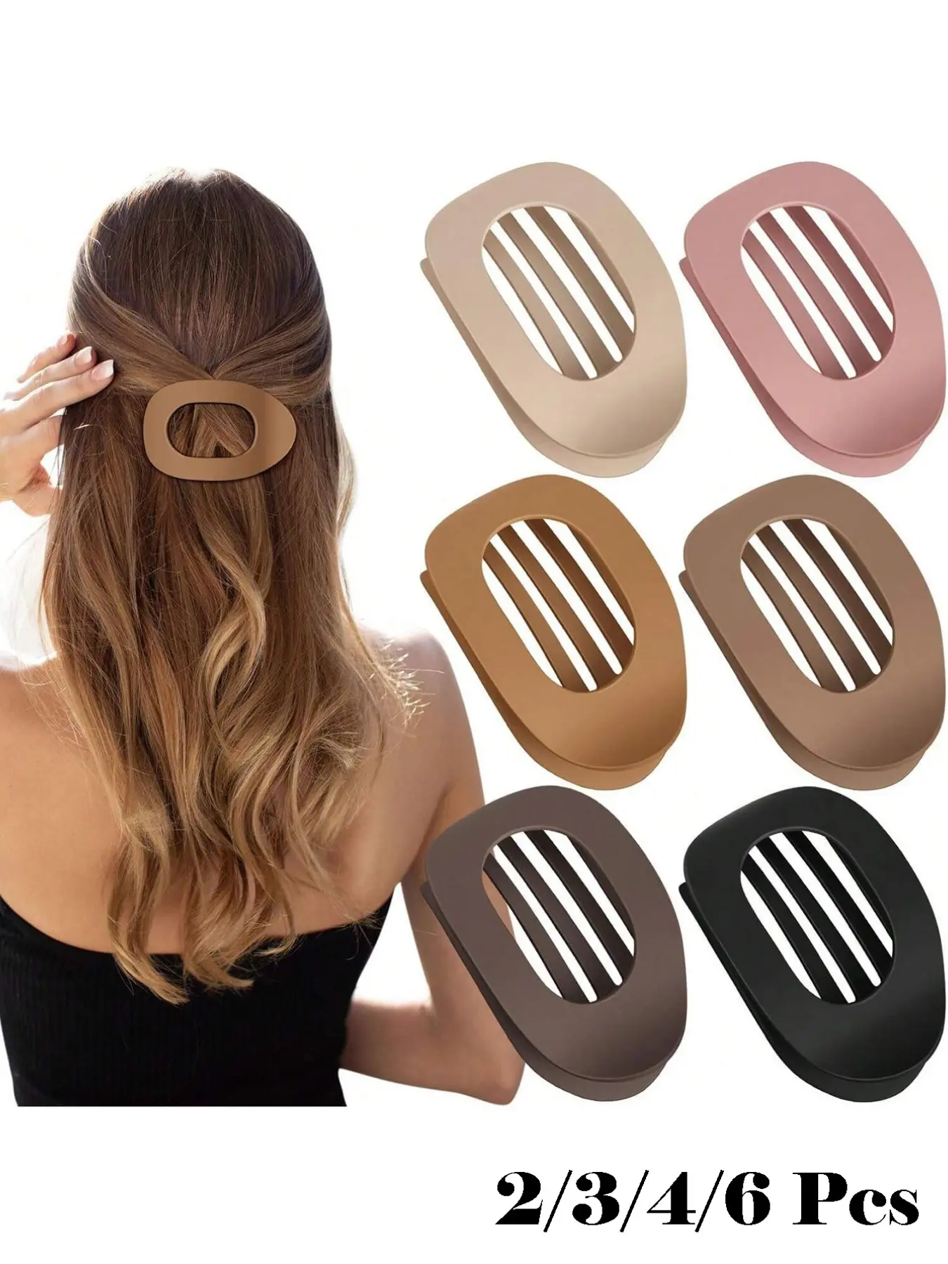 2/3/4/6 Pcs Flat Hair Clip Set for Women, Non-Slip Curved Vintage Hair Barrettes, Simple Aesthetic Fashion Hair Accessories, Claw Clips and Hair Barrettes, Anti Slip Clips, Claw Clip Pack