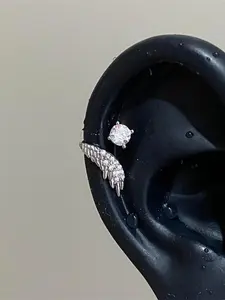 Elegant Angel Wing Zircon Ear Studs, Right Ear Wear, Perfect for Daily Use, Parties & Travel, Ideal Gift for Friends & Family, Artificial Zircon Earrings