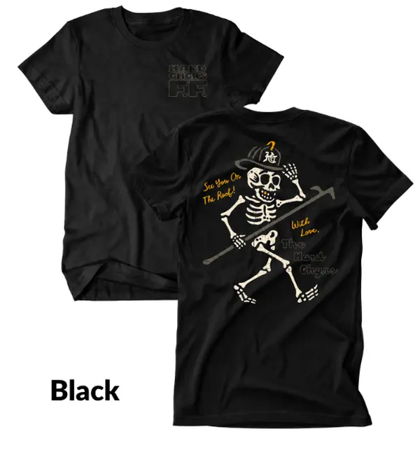 Funny Skeleton Firefighter T-Shirt – Vintage Fire Rescue Graphic Tee, First Responder Humor Shirt, Fire Crew Front Back Print