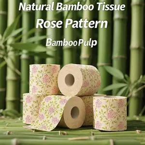 Floral Toilet Paper Rolls, Roses Pattern Toilet Tissue, Decorative Napkin Paper, Holiday Handkerchief Paper, Home Office Bathroom Travel, Floral Design, Natural Bamboo Tissue