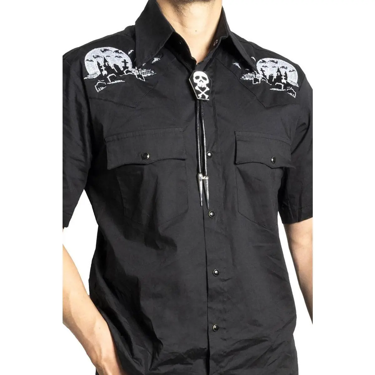 Nighttime Cemetery Western Shirt