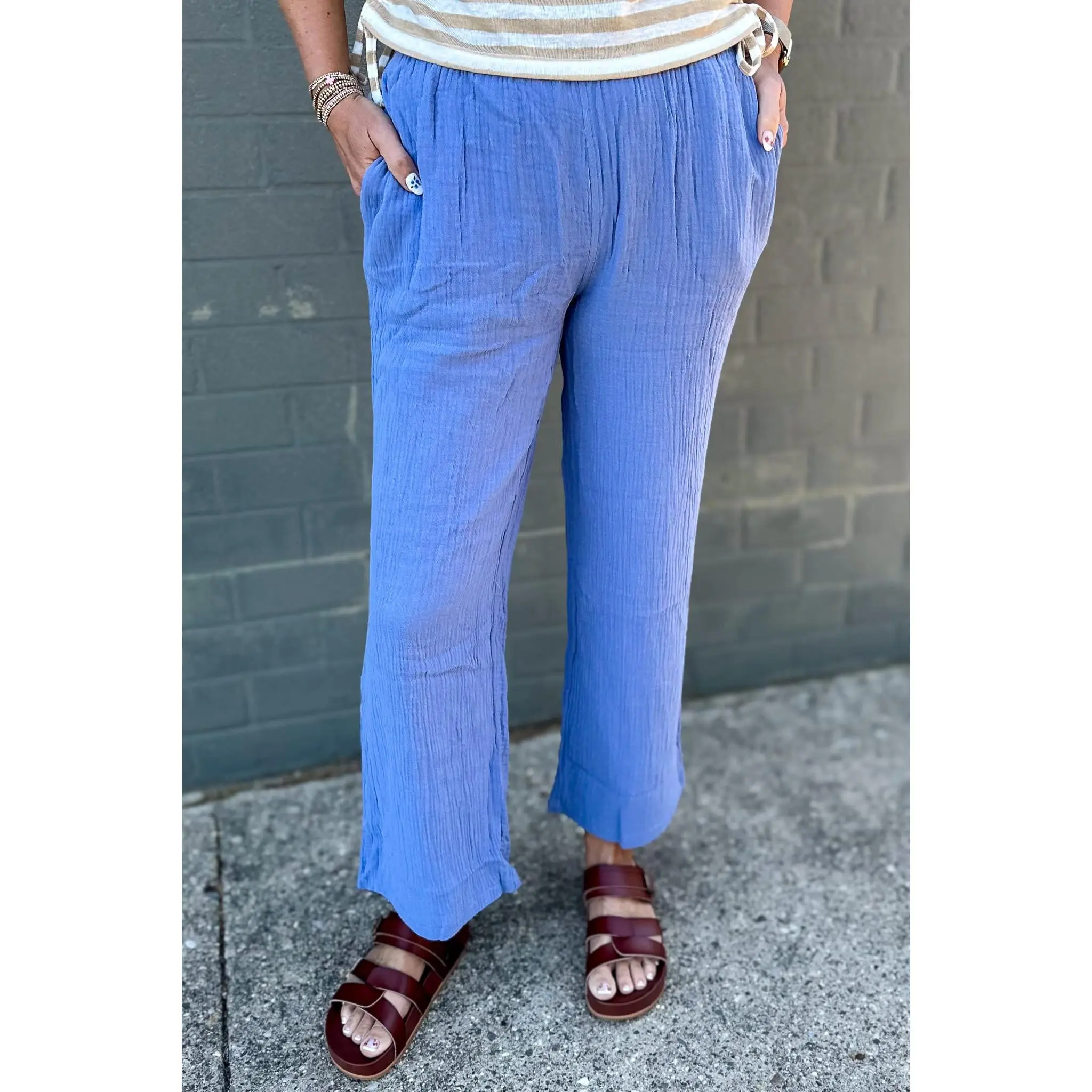 Dusty Blue Gauze Pants