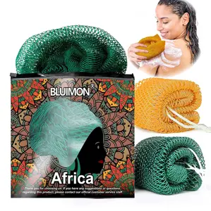 BLUIMON African Exfoliating Net Sponge 45" Length Sustainable Bath Sponge for Smooth Skin Ethically Sourced from Nigeria Green Cleaning Tool