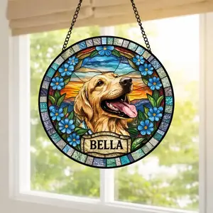 Personalized Dog Portrait Stained Glass Suncatcher, Custom Pet Memorial, Dog Loss Keepsake, Pet Loss Gift, dog memorial gift, pet memorial keepsakes
