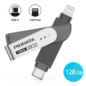 iXflash 128GB Lightning & USB C 3.2 Photo Stick Flash Drive for iPhone, iPad, Mac Space Gray