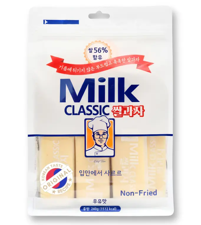 56% Milk Classic Korean Milk Rice Cracker Snacks, 8.46 oz, 1 Pack | asian snack, oven baked, non fried, wrapped sticks, light crispy texture, tea coffee pairing, lunchbox pantry